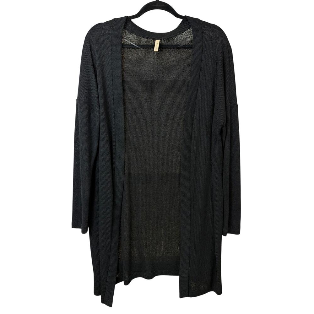 Soya Concept Black Open Front Knit Long Sleeve Cardigan Sweater Size S